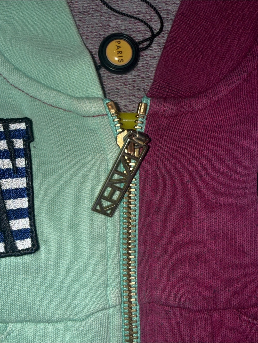 Kenzo Colorblock Zip Jacket in Mint Green & Magenta - Picture 8 of 10